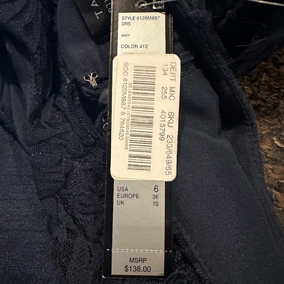 Tahari ASL Sleeveless Sheath Cocktail Dress Navy Blue 6 NWT Feminine Cocktail - Picture 7 of 15